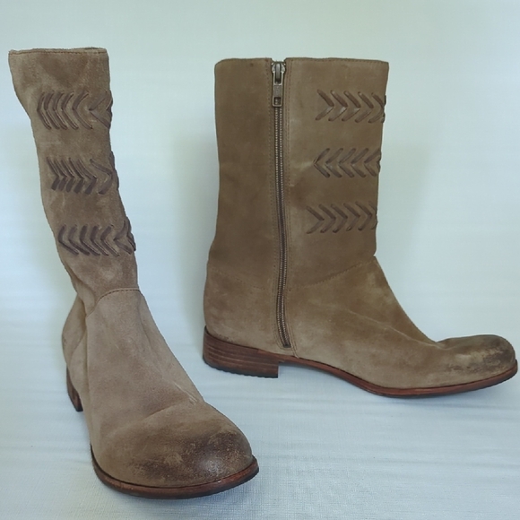 UGG Cailyn Brown Suede Ankle Boots Leather‎ Sheepskin size 9 Boho Festival - Picture 1 of 12